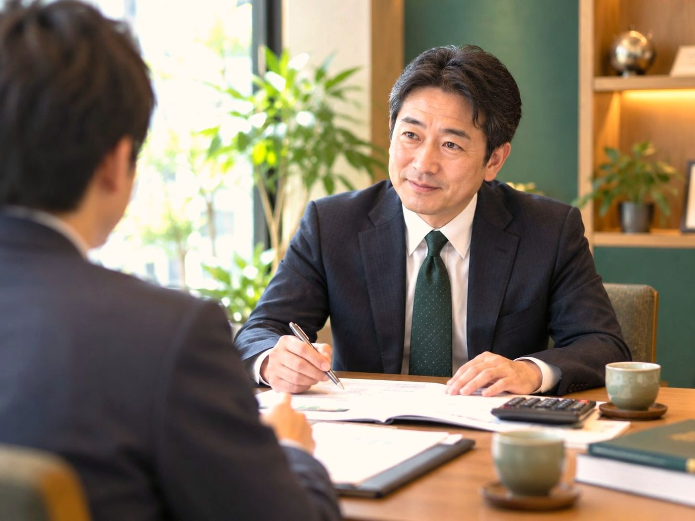 お客様のお話に真剣に耳を傾ける税理士